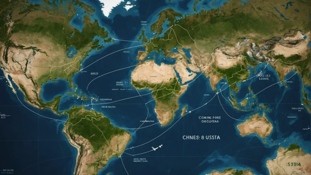 Map illustrating shipping route from China to USA