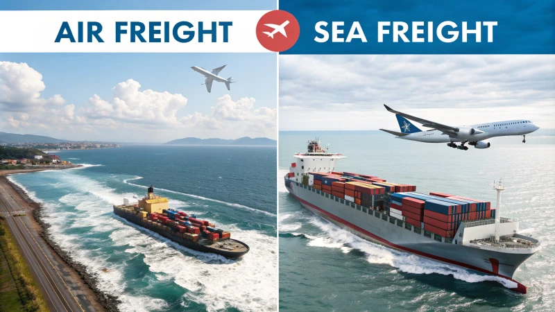 Infographic comparing air freight and sea freight costs