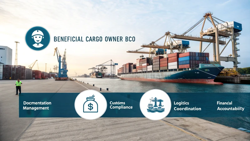 Infographic illustrating the responsibilities of a Beneficial Cargo Owner