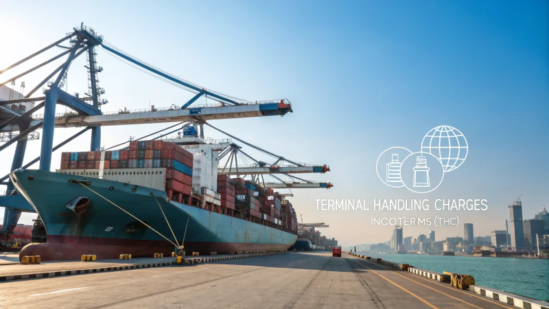 A busy shipping port with cargo containers and a ship being unloaded