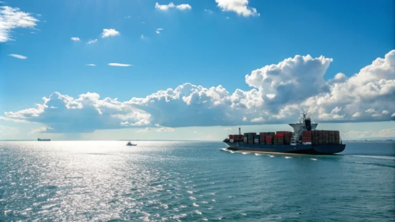 Modern cargo ship on the ocean