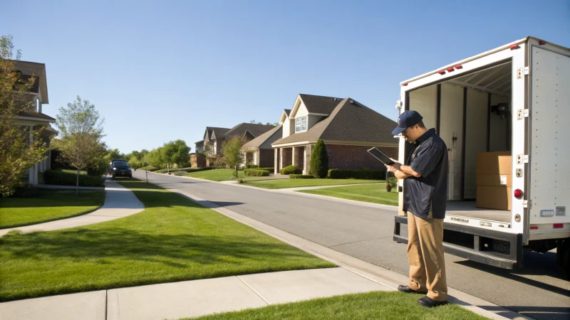 Delivery person checking device on suburban street