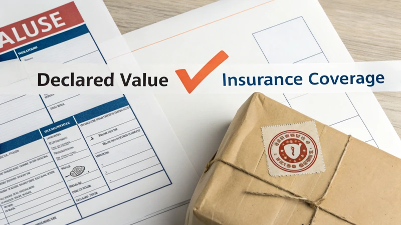 Infographic comparing declared value and insurance coverage in shipping