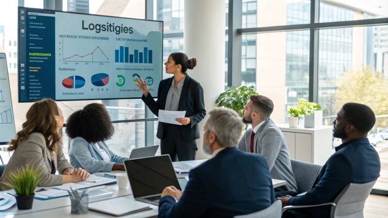 A diverse group of business professionals in a meeting room analyzing charts and graphs.