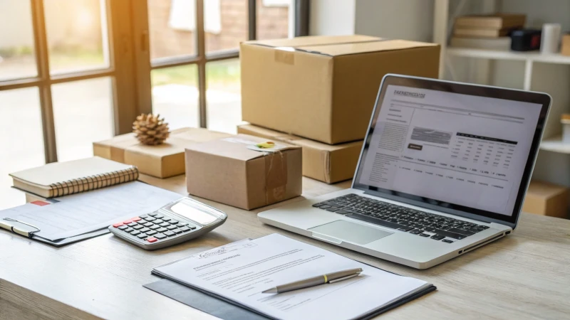 A well-organized professional workspace for international shipping