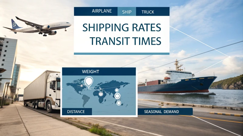 Infographic showing factors affecting shipping rates and transit times