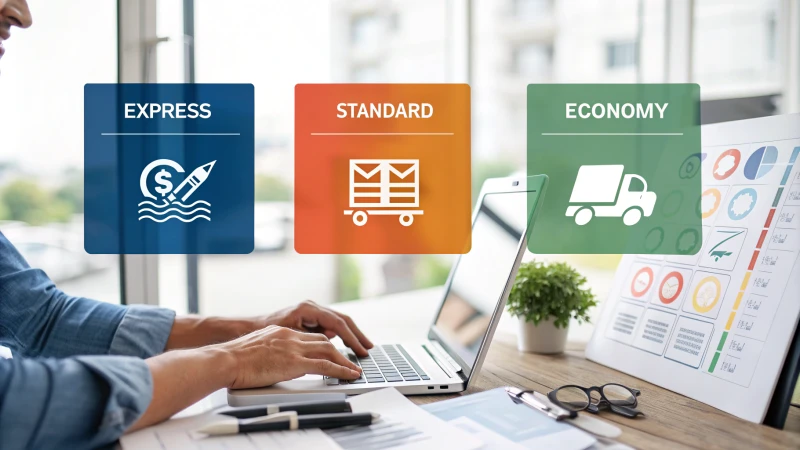 Infographic comparing shipping methods: express, standard, and economy.