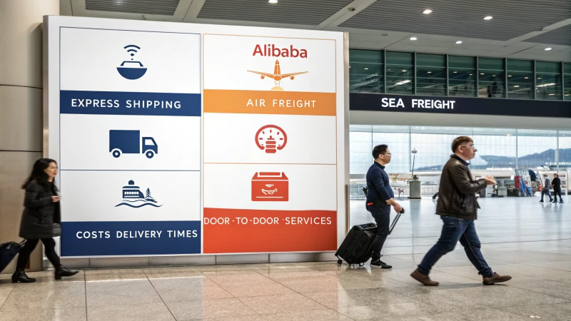 Infographic on shipping options available on Alibaba