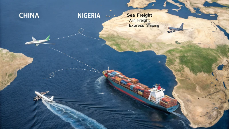 Map of shipping routes from China to Nigeria