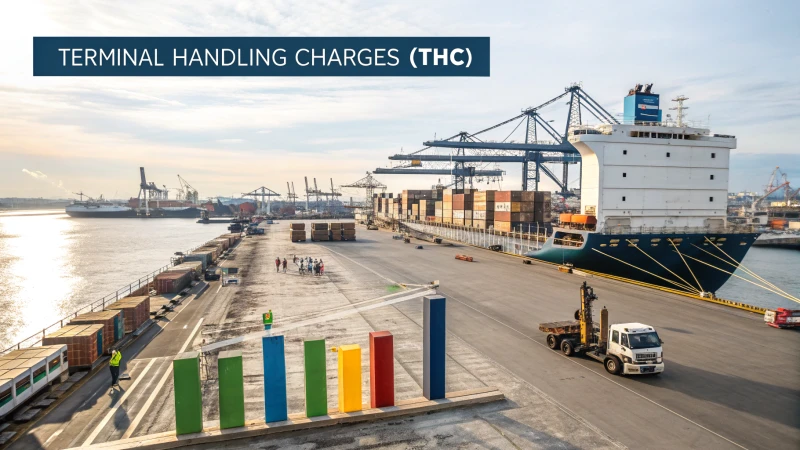 Infographic illustrating Terminal Handling Charges and their impact on shipping costs